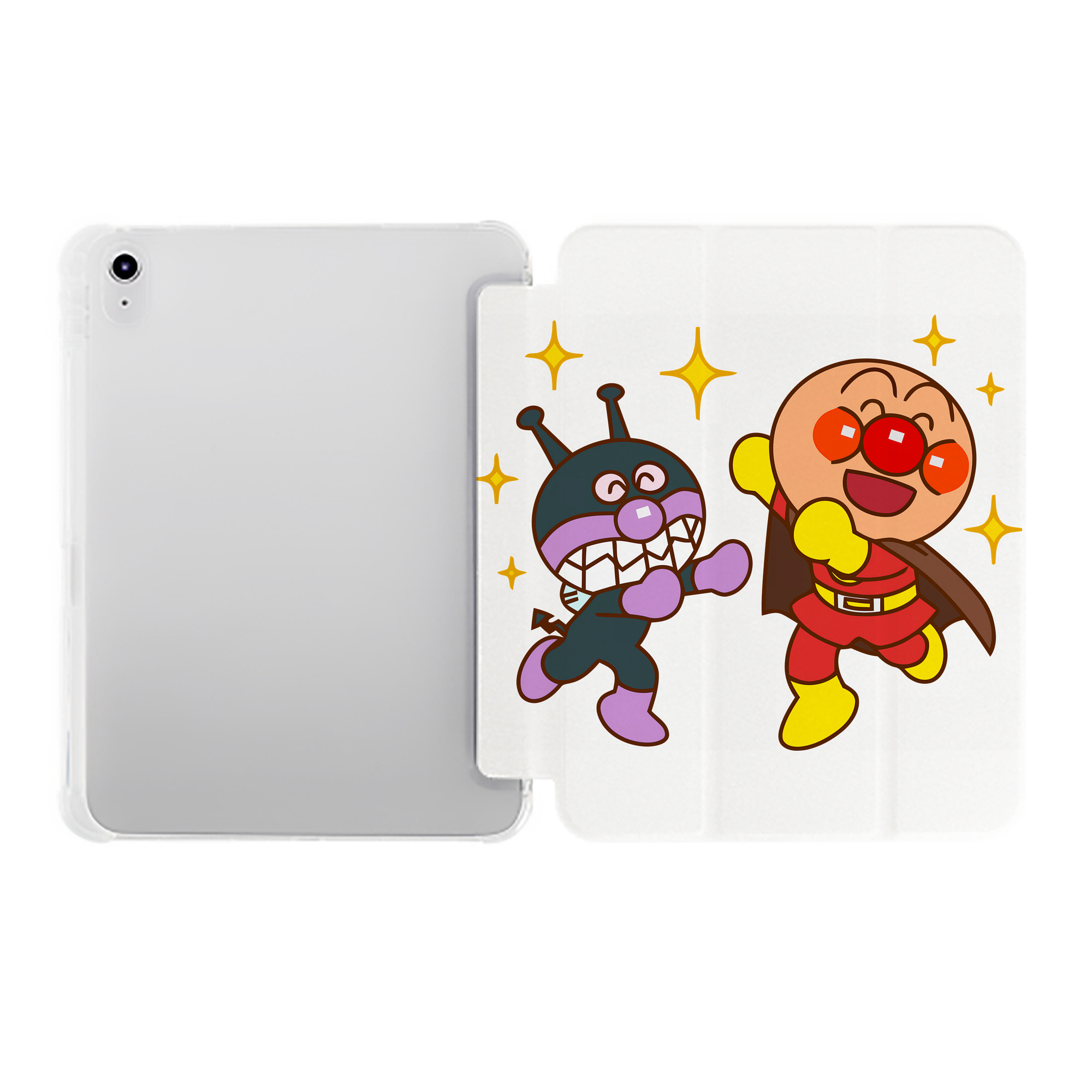 （画像用） アンパンマン Anpanman IPad ケース ペン収納付き 三つ折りスタンド PUレザー×シリコン 対応機種9.5/10.5/10.9インチ